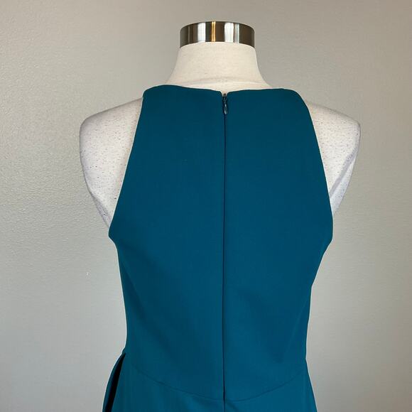 Betsy & Adam Ruffled Halter Long Mermaid Evening Gown Colorful Blue Size 6 Dress - Picture 8 of 13